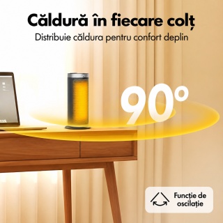 Aeroterma ceramica Komodo Cozi+ 2000 W, 20 m2, Timer, Oscilatie 90°, negru - Img 5