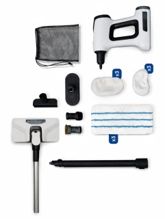 Aparat de curatat cu abur Fakir Multy Clean 1500 W, 2-in-1, 16 accesorii, 380ml, 25 min, Alb - Img 2