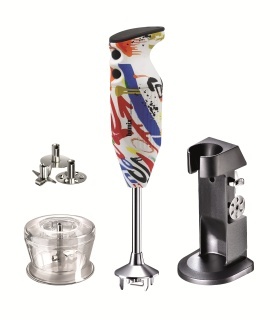 Mixer Bamix DeLuxe Design Edition 200W, Motor profesional, Rasnita, Stand DeLuxe, 3 lame, Modern art