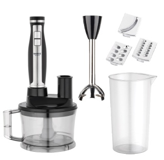 Set blender multifunctional Fakir Range Multi Blend, 1700W, Turbo, Vas tocare, Discuri feliere si razuire, Cutite inox, Negru - Img 1