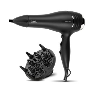 Uscător de păr Fakir Black Pearl 2200W, Motor DC, 2 viteze, 3 trepte de temperatura, Ionizare, 2 accesorii: difuzor, concentrator, Negru - Img 1