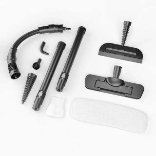 Aparat de curatat cu aburi 2 in 1 CleanKoala CK-S 1350W, pentru pardoseli, baie, bucatarie, rosturi, geamuri si textile, 3.5 bar, incalzire 15 sec., rezervor 550 ml, 30 min, 12 accesorii, Negru - Img 6