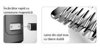 Aparat de tuns barba si parul 15 in 1 Fakir Execute 2 Blade, 15 accesorii, Lavabil, Acumulator, Negru/Rosu - Img 5