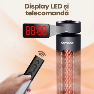Incalzitor cu infrarosu Komodo Fuji 2000 W, 20 m2, Timer, 180°, IP45 interior-exterior,, negru - Img 5