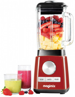 Power Blender 4 MAGIMIX, 1300 W, 22,000 rpm, vas din sticlă 1,8 L, 3 ani garanție, roșu