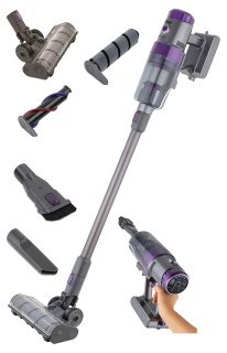 Aspirator vertical 2in1 Fakir INOVATOR 6065, Perie electrica, 30 V, 350W, 40 min autonomie, Ecran LED touch, HEPA, Iluminare LED perie, 500 ml, Mov - Img 1