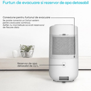 Dezumidificator Komodo Humi+ 16 L/zi, 30 m2, 3,2 L, Timer, alb - Img 3