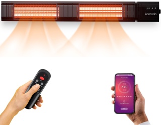 Incalzitor terasa cu infrarosu Komodo Flores 3000 W, IP65, 9 trepte, 35 mp, telecomanda si aplicatie, negru