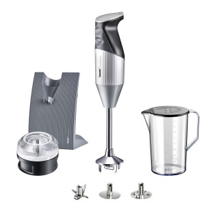 Mixer BAMIX Swissline 200W, 2 Viteze, Motor profesional, 3 Lame, Vas 1 l, Procesor, Argintiu - Img 1