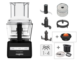 Robot multifunctional MAGIMIX CS3200XL, 650W, Kit cuburi si Presa citrice CADOU, Motor profesional cu 30 ani garantie, 3 boluri (2.6L/2.2L/1.2L), Viteza automata, Fabr. in Franta, Negru