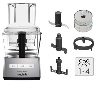 Robot multifunctional MAGIMIX CS3200XL, 650W, Motor profesional cu 30 ani garantie, 3 boluri (2.6L/2.2L/1.2L), Viteza automata, Fabr. in Franta, Crom, PRODUS RESIGILAT - Img 2