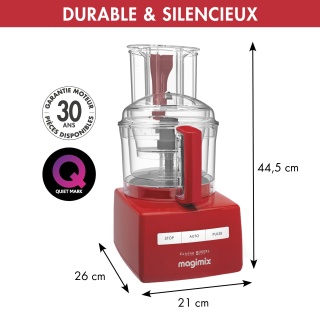 Robot multifunctional Magimix CS5200XL, 1100W, Kit cuburi CADOU, Motor profesional cu 30 ani garantie, 3 boluri (3.6L/2.6L/1.2L), Viteza automata, Fabr. in Franta, Rosu - Img 2