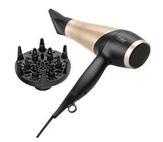 Uscător de păr Fakir Ion Gold, Motor DC 2200W, Ionizare, 3 trepte temperatură, 2 viteze, Jet aer rece, Difuzor volum si concentrator, Negru/Auriu - Img 4