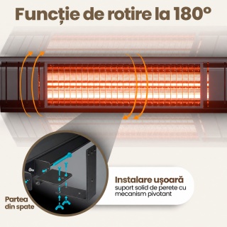 Incalzitor terasa cu infrarosu Komodo Flores 3000 W, IP65, 9 trepte, 35 mp, telecomanda si aplicatie, negru - Img 8
