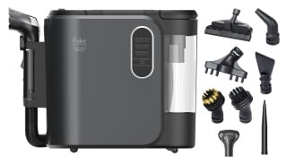Aspirator cu spalare si abur Fakir PR 7020 pt. covoare, canapele, fotolii, tapiterie auto si alte textile, curata (54°C) si igienizeaza (97°C), 2000W, doua rezervoare, 1.6 L, injectie extractie, Gri - Img 1