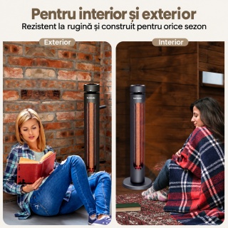 Incalzitor cu infrarosu Komodo Fuji 2000 W, 20 m2, Timer, 180°, IP45 interior-exterior,, negru - Img 6