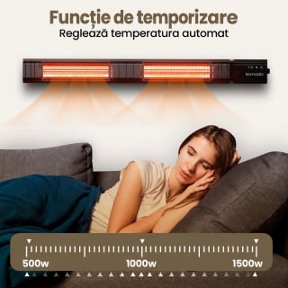 Incalzitor terasa cu infrarosu Komodo Flores 3000 W, IP65, 9 trepte, 35 mp, telecomanda si aplicatie, negru - Img 5