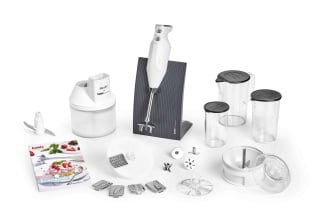 Mixer BAMIX Baking 200W, 4 lame, SliceSy, Procesor, Motor profesional, Vas 1000ml, Vas 600ml, Vas 400ml, Stand Swissline, Alb - Img 9