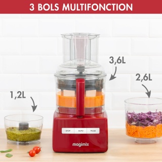 Robot multifunctional Magimix CS5200XL, 1100W, Kit cuburi CADOU, Motor profesional cu 30 ani garantie, 3 boluri (3.6L/2.6L/1.2L), Viteza automata, Fabr. in Franta, Rosu - Img 6