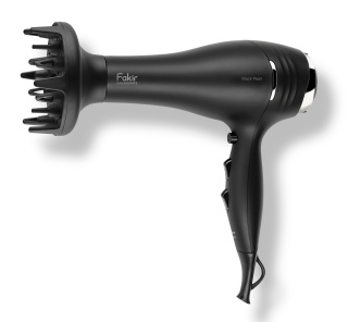 Uscător de păr Fakir Black Pearl 2200W, Motor DC, 2 viteze, 3 trepte de temperatura, Ionizare, 2 accesorii: difuzor, concentrator, Negru - Img 5