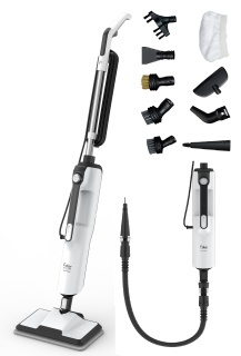 Aparat de curatat cu aburi 2 in 1 Fakir Duo Steam, 1400W, rezervor 380ml, 15-32 ml/min, 9 accesorii incluse, Incalzire in 15 sec, Alb