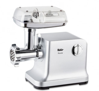 Masina de tocat Fakir Rissole, 1800W, Accesoriu rosii, Accesorii carnati si kebbe, Corp metalic, Functie reverse, Cutite si discuri inox, Silver - Img 2