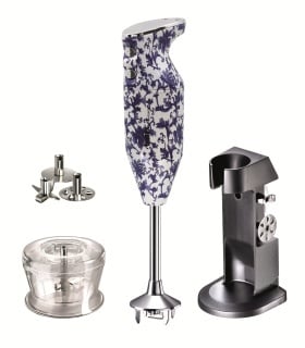 Mixer Bamix DeLuxe Design Edition 200W, Motor profesional, Rasnita, Stand DeLuxe, 3 lame, Porcelain blue
