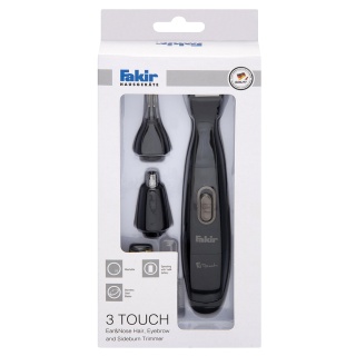 Trimmer pentru nas/urechi/sprancene/perciuni Fakir 3 Touch, baterie, lavabil, lame inox, Negru - Img 3