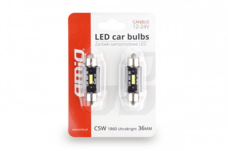 Set becuri auto cu LED CANBUS sofit compatibil C5W 1 SMD 36mm Alb 12/24V