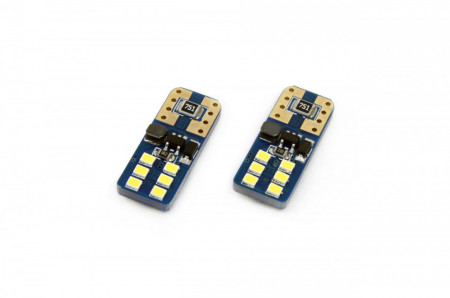 Set becuri auto cu LED CANBUS UltraBright compatibil T10e W5W 12 SMD Alb 12/24V, destinat competitiilor auto sau off-road
