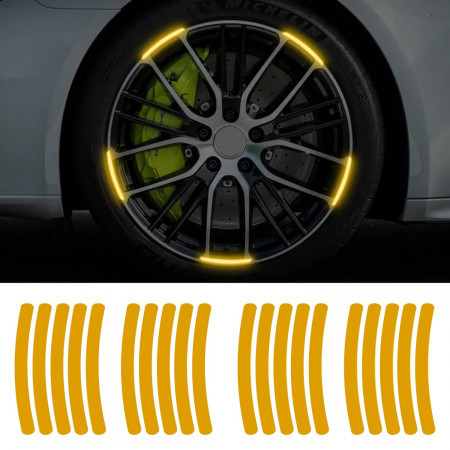 Set 20 bucati Elemente Reflectorizante "Wheel Arch" pentru autoturisme, biciclete, motociclete, atv-uri, scutere, culoare Orange