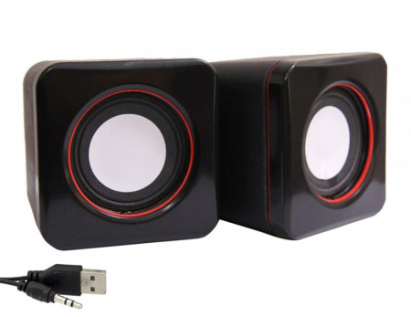 Boxe Stereo 2.0 cu conectare USB & Jack, putere 2 x 3W, culoare neagra