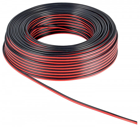 Rola cablu pentru boxe, 2 x 0.5 mm, lungime 10m, culoare rosu/negru