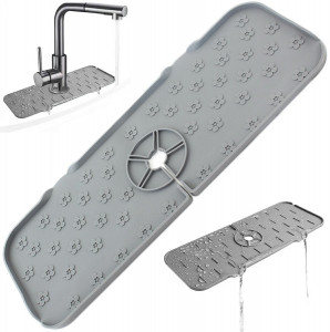 Covoras din silicon anti-picurator pentru lavoare, dimensiune 36,5 x 14 cm, culoare Gri - Img 3