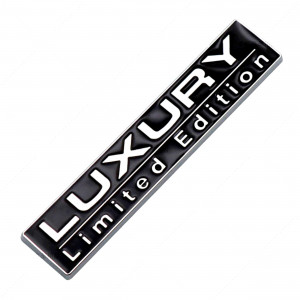 Emblema auto metalica LUXURY, reliefata 3D, dimensiune 7,5 x 1,5 cm - Img 1