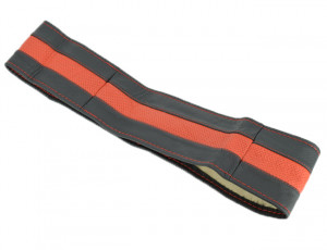 Husa volan din PIELE NATURALA NEAGRA CU DUNGA ROSIE, pentru autoturisme, diametru 37 - 39 cm, cu ac si ata (se coase, aspect ORIGINAL) - Img 5