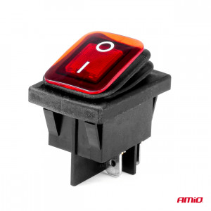 Intrerupator On/Off, 12/24V, dreptunghiular, waterproof, iluminat culoare Rosu, destinatie auto, utilitare, Off-Road, ATV, SSV, QUAD - Img 2