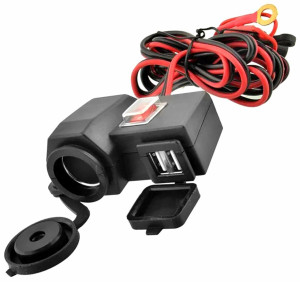 Priza de bricheta suplimentara, waterproof, 12V, 10A, cu 2 porturi incarcare USB, 5V, 2,1A, cu destinatie Moto, ATV, SSV, Quad, Off-Road - Img 2