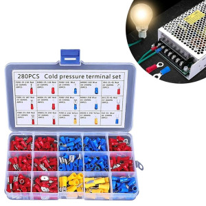 Set 280 de conectori de sertizare izolati, 15 tipuri, in carcasa de plastic - Img 1