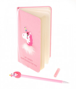 Set Cadou pentru Copii, Caiet cu Unicorn finisat cu piele ecologica + Pix cu Unicorn - Img 5