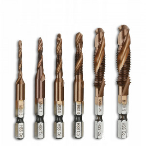 Set Profesional cu 6 piese, gaurire + filet, M3 - M10, extra duritate (Cobalt) - Img 1