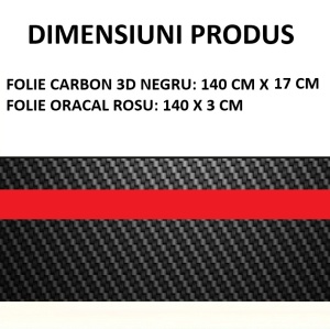 Sticker autoadeziv Tuning, model "Rally Stripe Carbon 3D", dimensiune 140 x 17 cm, culoare Negru/Rosu - Img 2