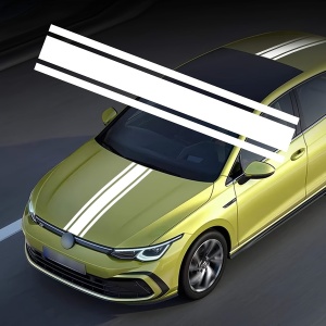 Sticker autoadeziv Tuning, model "Triple Stripes", dimensiune 125 x 22 cm, culoare Alba - Img 1