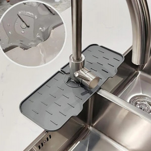 Covoras din silicon anti-picurator pentru lavoare, dimensiune 36,5 x 14 cm, culoare Gri - Img 1