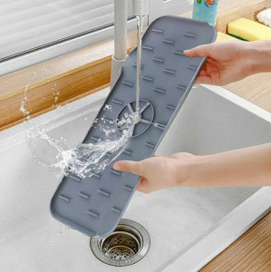Covoras din silicon anti-picurator pentru lavoare, dimensiune 36,5 x 14 cm, culoare Gri - Img 4