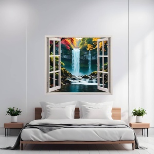 Folie imprimata color pentru decor perete locuinta, dimensiune 125 x 110cm, model: VIEW TO HAVEN 38 - Img 1