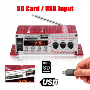 MINI amplificator auto, stereo, 12V, 40 W, radio FM, citire USB sau card SD, cu telecomanda - Img 3