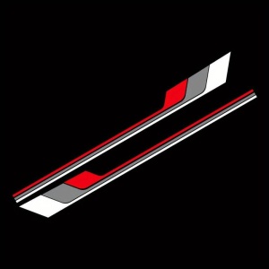 Set 2 stickere autoadezive Tuning, model "Racing Stripes V2", dimensiune 180 x 16,5 cm, culoare Alb + Gri + Rosu - Img 2