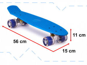 Skateboard Penny Board pentru copii cu roti din cauciuc, iluminate LED, culoare Albastra - Img 3