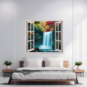 Folie imprimata color pentru decor perete locuinta, dimensiune 125 x 110cm, model: VIEW TO HAVEN 39 - Img 1